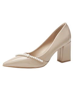 Женские туфли на платформе с массивным каблуком - нюдово-розовые, цвет Nude Pink Jiuxingdao