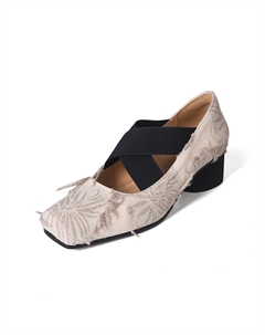 Женские туфли Мэри Джейн на массивном каблуке бежевые, цвет Beige Echo&yolo