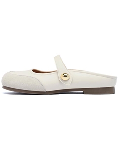 Закрытые тапочки на каблуке 2,5 см женские бежевые, цвет Beige Agsdon