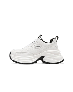 Износостойкие низкие массивные кроссовки женские - белый черный (с флисовой подкладкой), цвет White Black (Fleece-Lined) C°banner