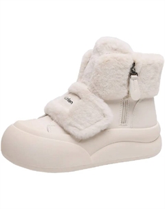 Зимние ботинки короткие женские бежевые высота каблука около 5,5 см, цвет Beige Mulinsen