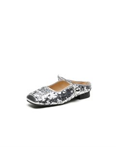 Серебряные женские тапочки с закрытым носком и износостойкой резиновой подошвой, цвет Silver Josiny