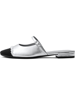 Серебряные противоскользящие домашние тапочки для женщин с закрытым носком и композитной подошвой 1,6 см, цвет Silver Silver Charles&keith