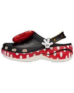 Классический крокс-сабо Disney Minnie Mouse для женщин, черно-красный Crocs