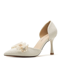 Женские туфли на высоком каблуке экрю, цвет Ecru Weishibangwei