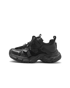 Женские кроссовки на платформе с низким верхом черные (высота каблука 5,5 см), цвет Black (Heel Height 5.5cm) Josiny