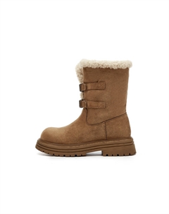 Женские зимние полусапоги с ремешками, коричневый Daphne