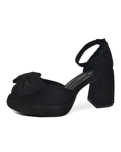 Женские туфли на платформе с массивным каблуком черные, цвет Black 7 sevfun