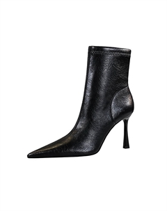 Ботильоны на каблуке 9 см женские, черные Bigtree