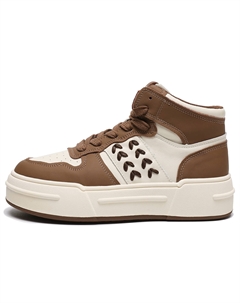 Высокие скейтерские кроссовки женские бело-коричневые C°banner