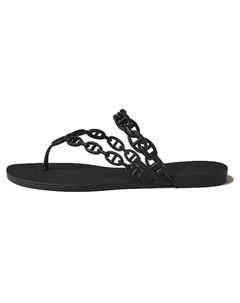 Женские черные шлепанцы HERMES на резиновой подошве Hermès