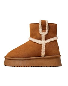 Теплые противоскользящие короткие зимние сапоги 4 см Women's, Camel Snowelf