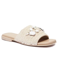 Тапочки с плетеными ремешками и камнями, белый Inuikii