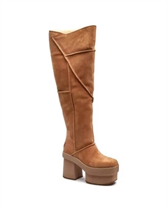 Кожаные сапоги на блочном каблуке, коричневый Ugg