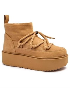 Женские зимние ботинки кожаные на платформе, желтый Inuikii