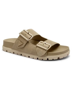 Кожаные тапочки застегиваются, бежевый Guess