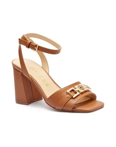 Кожаные сандалии на высоком каблуке, коричневый Guess