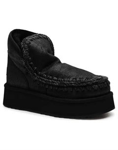 Кожаные мини-сапоги-эскимосы на платформе для снегоступов, черный Mou