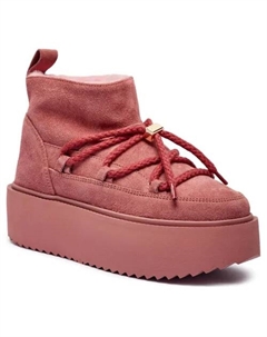 Женские зимние ботинки кожаные на платформе, розовый Inuikii