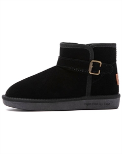 Женские зимние ботинки замшевые с ремешком, черный Agsdon