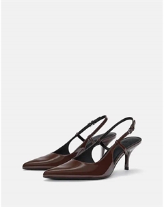 Туфли на каблуке коричневого цвета Pull & bear