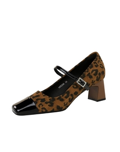 Женские туфли на высоком каблуке с леопардовым принтом в цветах черный/тёмно-коричневый/анкора ред — тёмно-коричневый с подарочной сумкой, цвет Dark Brown+Shopping Bag Bigtree