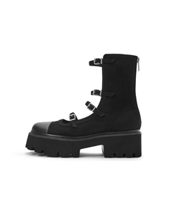 Маленькие чёрные текстурированные женские ботинки на каблуке 5,4 см, цвет BLACK TEXTURED Black Textured Charles&keith