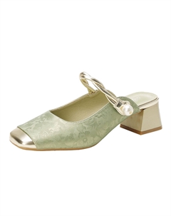 Женские тапочки с закрытым носком на резиновой подошве устойчивые к истиранию оливковые, цвет Olive Tataya