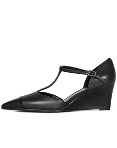 Женские туфли на платформе с клиновидным каблуком 6 см черные, цвет Black Cicifor