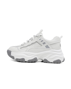 Женские противоскользящие износостойкие дышащие низкие массивные кроссовки бело-серые Qiaonai