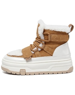 Женские зимние ботинки комбинированные на шнуровке, светло-коричневый Daphne