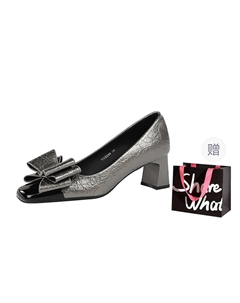 Женские туфли на платформе с массивным каблуком бронзовые с подарочной сумкой, цвет Bronze+Shopping Bag Bigtree