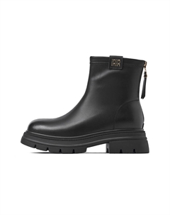 Женские черные полусапожки на каблуке 5 см (тонкий флис), цвет Black (Thin Fleece) Josiny