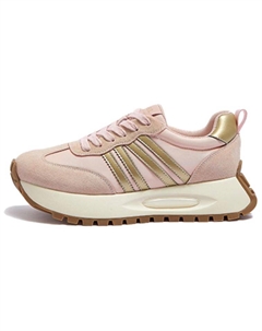 Женские дышащие прочные низкие повседневные беговые кроссовки Pink Gold розово-золотые, цвет Pink/Gold Camel