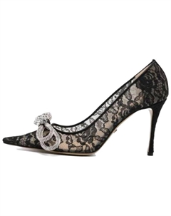 Туфли-лодочки с двойным бантом 95 мм, черные Mach & mach