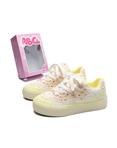 Скользоустойчивые водонепроницаемые утепленные низкие кеды на платформе, бело-желтые Abcio