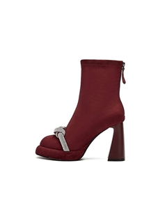 Серебряно-красные женские ботильоны, цвет Red Daphne