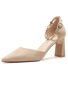 Женские туфли на платформе с массивным каблуком - телесный, высота 5,5 см, цвет Nude 5.5CM Lan miao