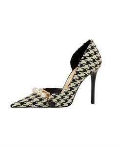 Тонкие каблуки на шпильке женские, черный+сумка для покупок Bigtree