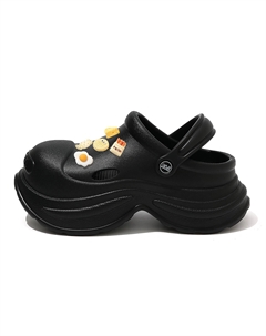 Клоги женские черные (сырные пышные), цвет Black (Cheese Puffy) Cat power