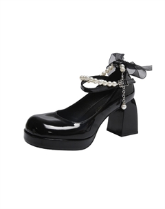 Женские туфли на платформе с массивным каблуком черные, цвет Black Cherry&kalika