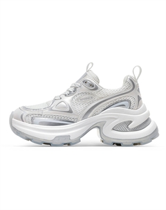 Амортизирующие износостойкие массивные кроссовки для женщин, бело-серые C°banner