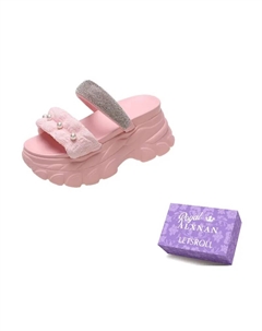 Скользоустойчивые износостойкие шлепанцы-слипоны женские в коробке розовые, цвет Pink Alxnan