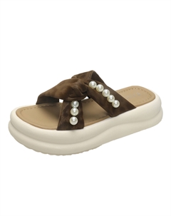 Скользостойкие антибактериальные износостойкие быстросохнущие шлепанцы женские коричневые, цвет Brown Tonybear