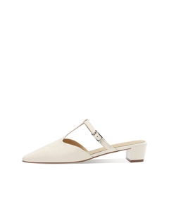 Женские тапочки с закрытым носком на резиновой подошве устойчивые к истиранию с подошвой из экрю овчины, цвет Ecru Sheepskin Insole Rosa bianca