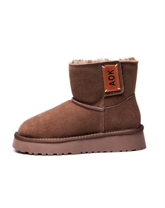 Тёплые короткие зимние сапоги для женщин кофе, цвет Coffee Aokang
