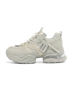 Джинсовые кроссовки на платформе 7 см женские серо-бежевые черные Josiny