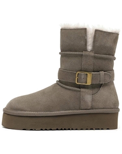 Женские зимние ботинки высокие с ремешком, серый Daphne