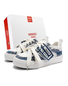 Низкие женские скейтерские кеды бело-голубые, цвет White Blue Miniso