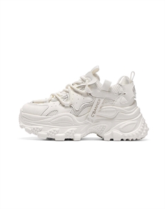 Низкие массивные кроссовки женские, бело-серые C°banner